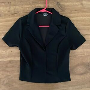 Small Black Shirt, V neck, Classic Black Short Sleeve